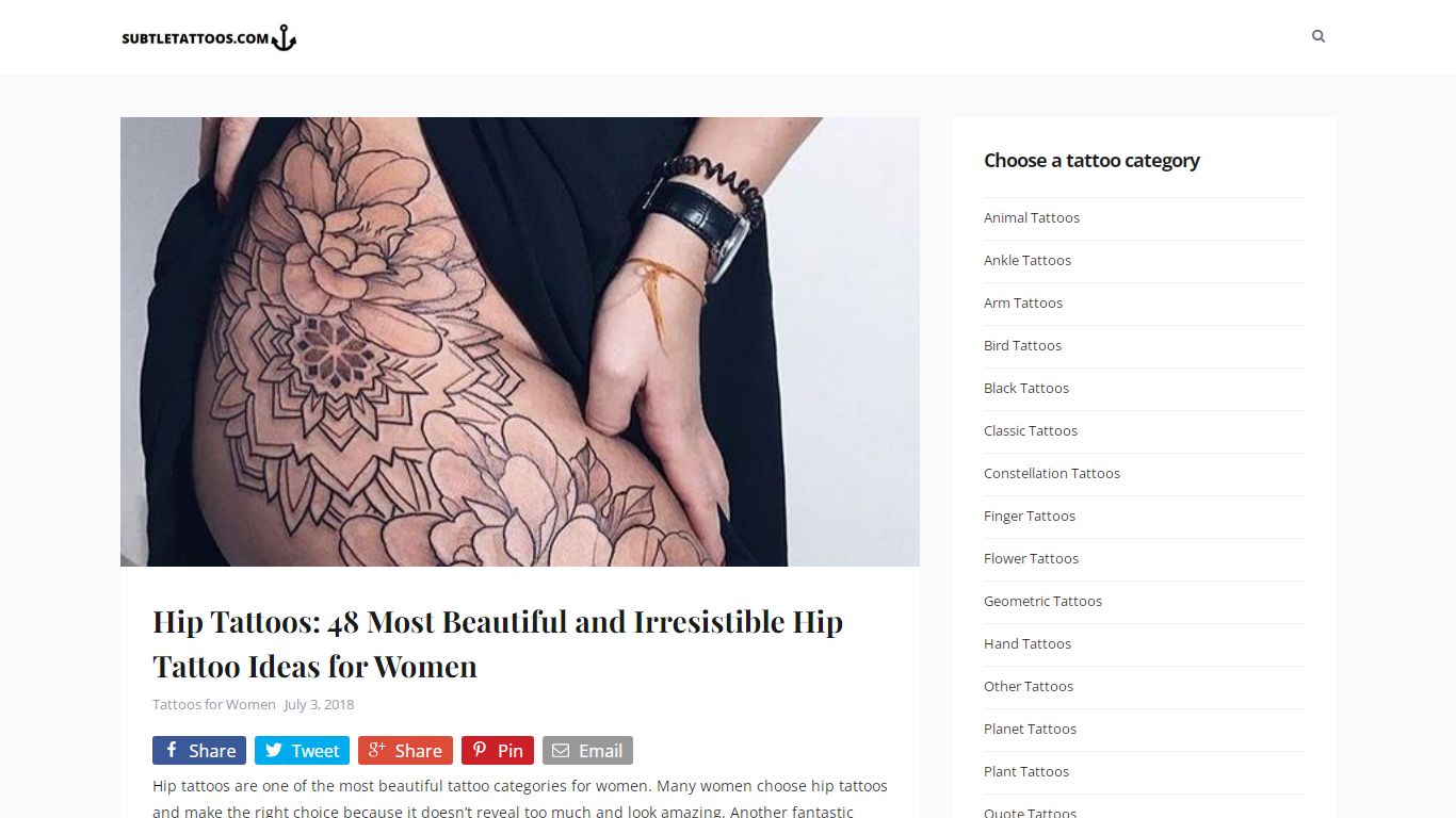 Hip Tattoos: 48 Most Beautiful and Irresistible Hip Tattoo Ideas for Women